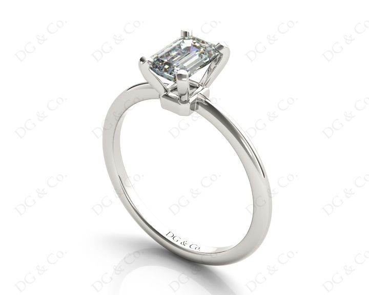 Emerald Cut Classic Four Claws Diamond Solitaire Ring - Platinum - DG & Co. Jewellery