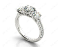 Round Cut Trilogy Diamond Engagement ring with claw set center stone - Platinum - DG & Co. Jewellery