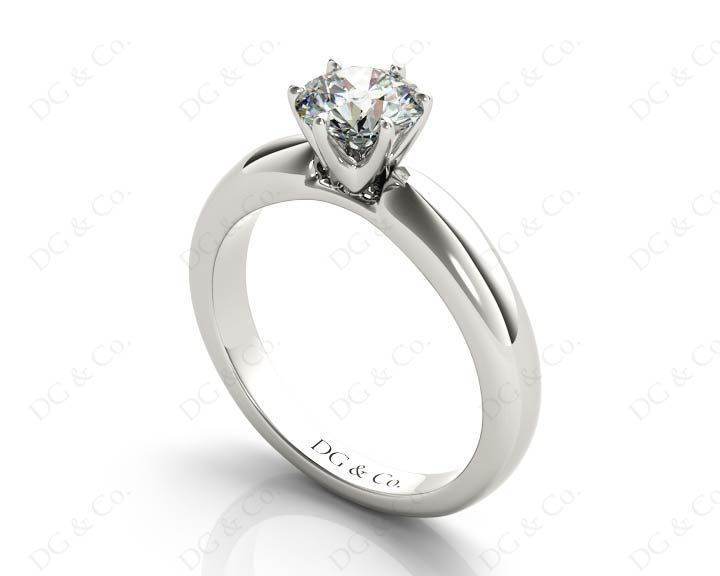 Round cut classic diamond solitaire ring with six claws setting - Platinum - DG & Co. Jewellery