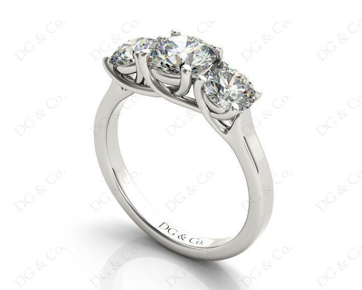 Round Cut Diamond Trilogy Cross Over Ring Setting - Platinum - DG & Co. Jewellery