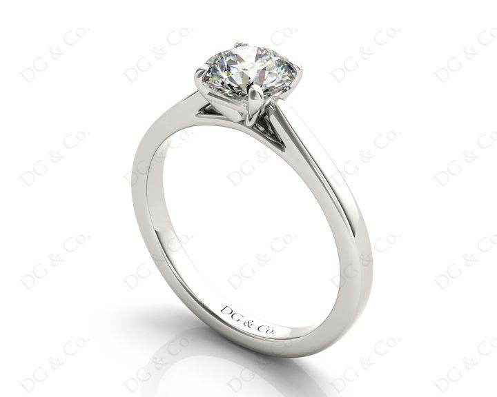 Round Brilliant Cut Solitaire Four Claws Diamond Ring in 18K White - DG & Co. Jewellery