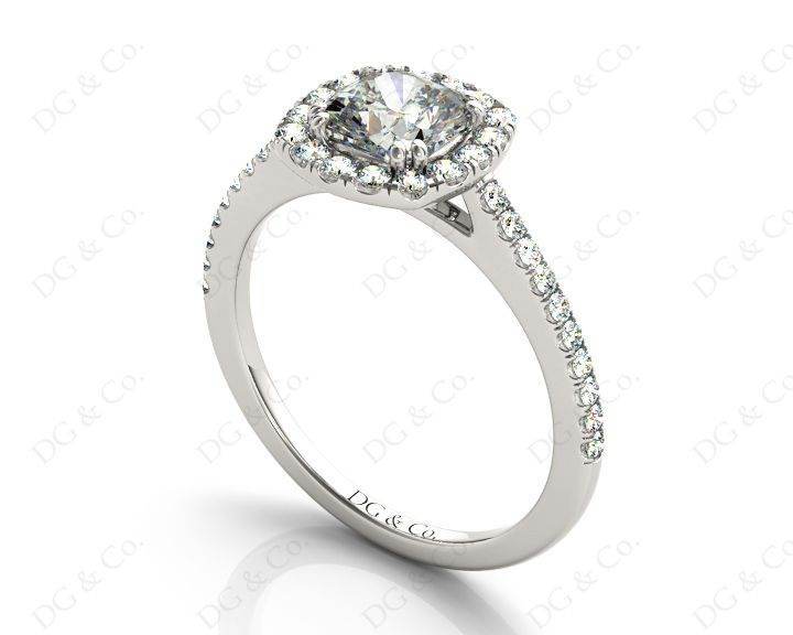 Cushion Cut Halo Diamond Engagement Ring with Claw Set Centre Stone - Platinum - DG & Co. Jewellery