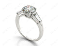 Round Cut Classic Three Stones Ring with Tapered Baguettes Diamond - Platinum - DG & Co. Jewellery