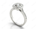 Cushion Cut Halo Ring with Bezel set centre stone with Side Stones - 18K White - DG & Co. Jewellery