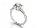 Cushion Cut Halo Diamond Engagement Ring with Claw Set Centre Stone with Pave Set Side Stones - Platinum - DG & Co. Jewellery