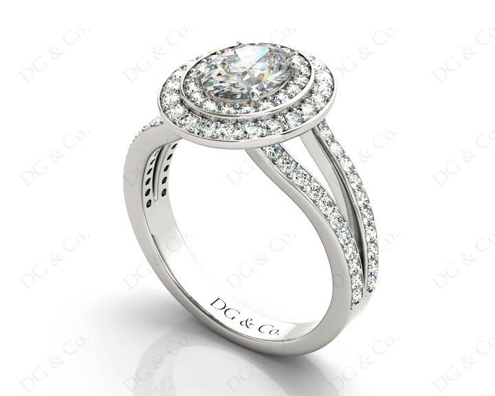 Oval Cut Double Halo Diamond Engagement ring - Platinum - DG & Co. Jewellery