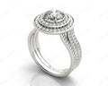 Round cut double halo diamond engagement ring with four claw setting centre stone - 18K White - DG & Co. Jewellery