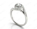 Round Cut Halo Diamond Cross Over Engagement ring with claw set centre stone in 18K White - DG & Co. Jewellery