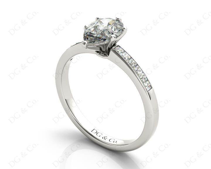 Pear Cut Diamond Engagement ring with six claws centre stone in Platinum - DG & Co. Jewellery
