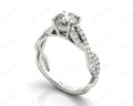 Twist Band Round Cut Four Claw Set Diamond Engagement Ring with Pave Set Stones Down the Shoulders - Platinum - DG & Co. Jewellery