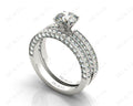 Engagement and Wedding Ring Set Round Cut Diamond Rings with Pave Setting Side Stones in Platinum - DG & Co. Jewellery