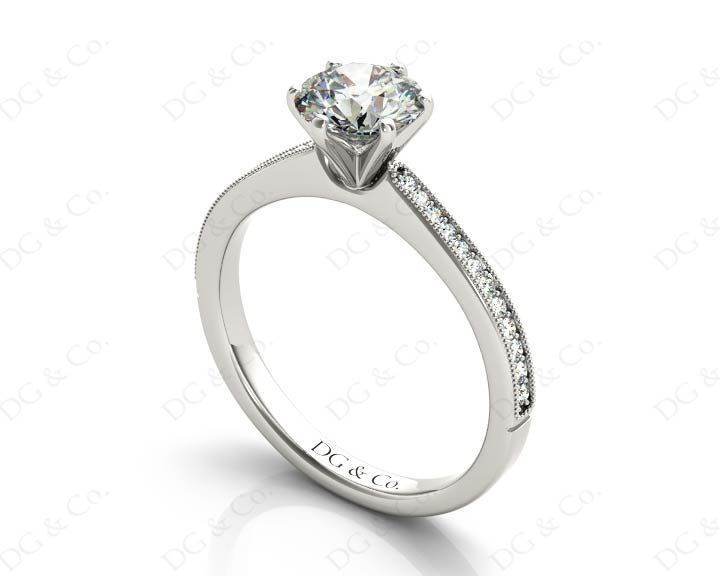 Round Cut Six Claw Set Diamond Ring with Round cut Diamonds in Platinum - DG & Co. Jewellery