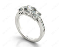 Cushion Cut Trilogy Ring with Channel Set Shoulder Diamonds - Platinum - DG & Co. Jewellery