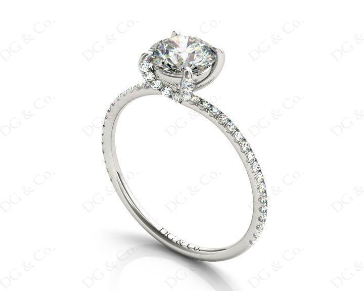 Round Cut Cross Over ring claw set diamond with pave set side stone - Platinum - DG & Co. Jewellery