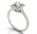 Princess Cut Halo Diamond Engagement Ring with Claw set centre stone - DG & Co. Jewellery