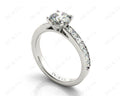 Round Cut Four Claws Set Diamond Ring with Channel Set Side Stones - Platinum - DG & Co. Jewellery