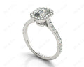 Emerald Cut Halo Diamond Engagement Ring with Four Claws Set Centre Stone - Platinum - DG & Co. Jewellery