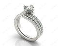 Round Cut Diamond Wedding Set Rings with Pave Setting Side Stones - Platinum - DG & Co. Jewellery