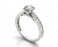 Round Cut Four Claw Set Diamond Ring with Pave Set Stones Down the Shoulders and on Both Sides - Platinum - DG & Co. Jewellery