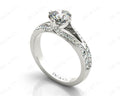 Round Cut Four Claw Set Diamond Ring with Round Cut Diamonds Down the Shoulders - Platinum - DG & Co. Jewellery