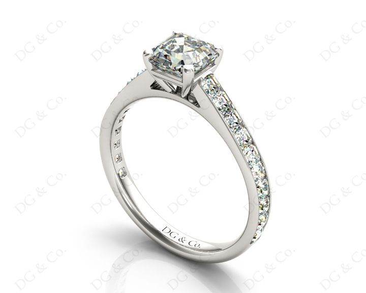 Asscher Cut Diamond Engagement Ring with Four Prong set centre stone in - Platinum - DG & Co. Jewellery