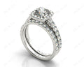 Cushion cut halo diamond wedding set rings with four claw setting - Platinum - DG & Co. Jewellery