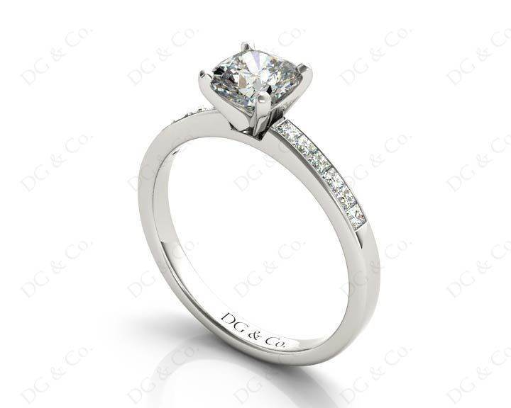 Cushion Cut Diamond Engagement ring with four claws centre stone - Platinum - DG & Co. Jewellery