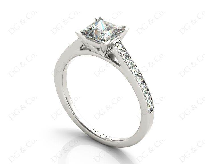 Princess Cut Diamond Engagement Ring with Claw set centre stone - Platinum - DG & Co. Jewellery