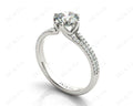 Round Cut Six Prongs Diamond Ring with Pave Set Split Band - Platinum - DG & Co. Jewellery