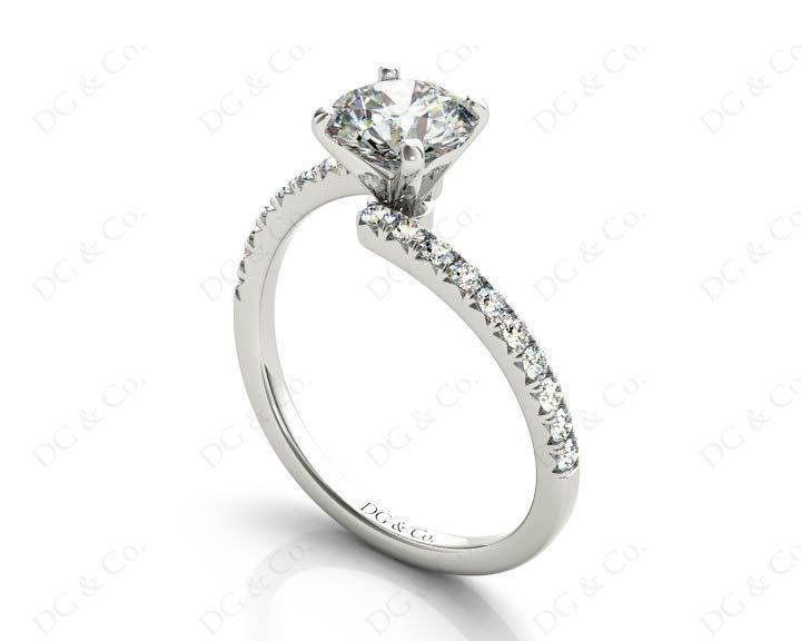 Round cut diamond cross over ring claw set diamond with pave set side stone - Platinum - DG & Co. Jewellery