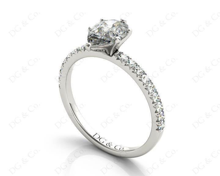 Marquise Cut Claw Set Diamond ring with pave set side stone - Platinum - DG & Co. Jewellery