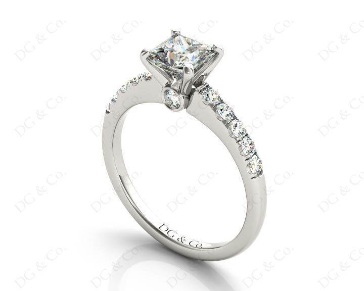 Princess Cut Diamond Engagement ring with four Prongs centre stone - Platinum - DG & Co. Jewellery