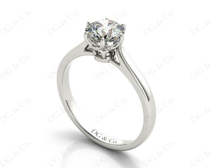 Round Cut Six Claw Set Diamond Ring on a Plain Band in Platinum - DG & Co. Jewellery