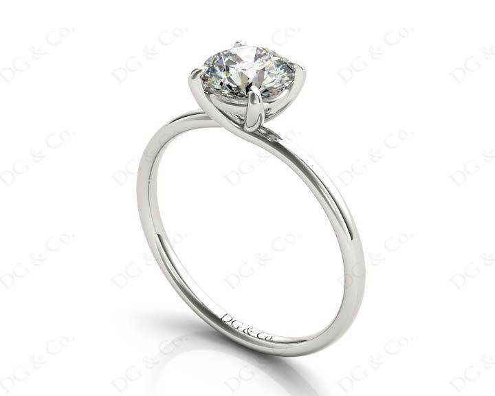 Round Cut Four Claw Set Diamond Ring with Plain Band - Platinum - DG & Co. Jewellery