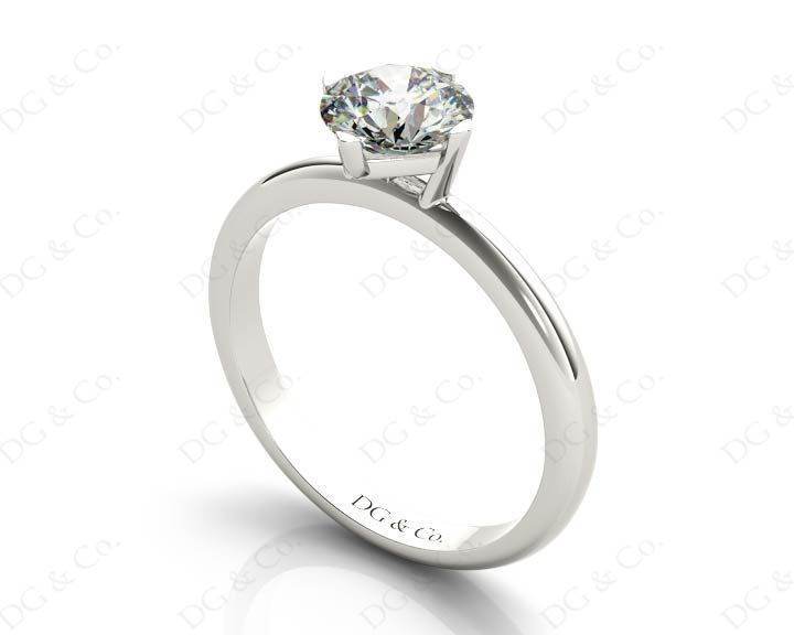 Round Cut Four Claw Set Diamond Engagement Ring with Plain Band - Platinum - DG & Co. Jewellery