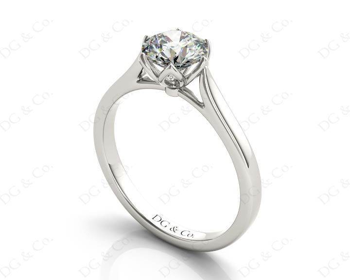 Round Cut Six Claw Set Diamond Ring with Plain Band in Platinum - DG & Co. Jewellery