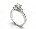 Princess Cut Trilogy Ring with Milgrain set shoulder diamond - Platinum - DG & Co. Jewellery