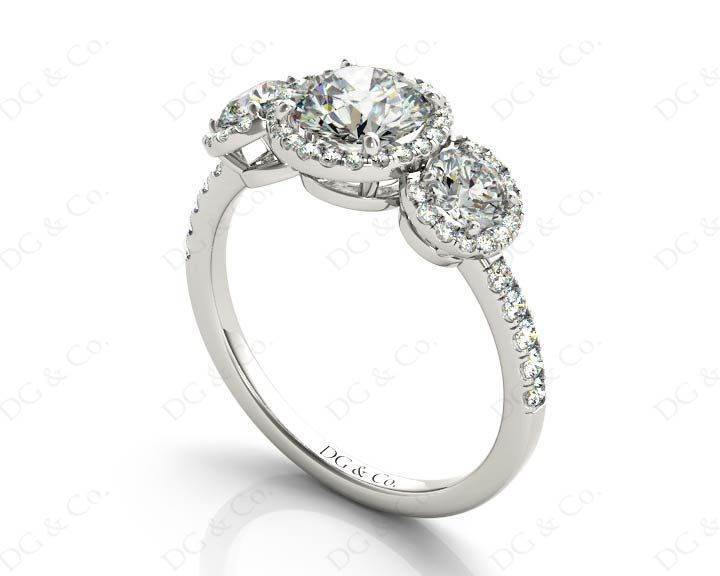 Round Cut Triple Halo Diamond Engagement ring with claw set centre stone in Platinum - DG & Co. Jewellery