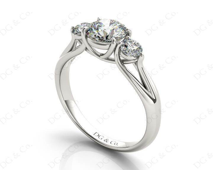 Round Cut Trilogy Diamond Engagement Ring cross-over setting in Platinum - DG & Co. Jewellery
