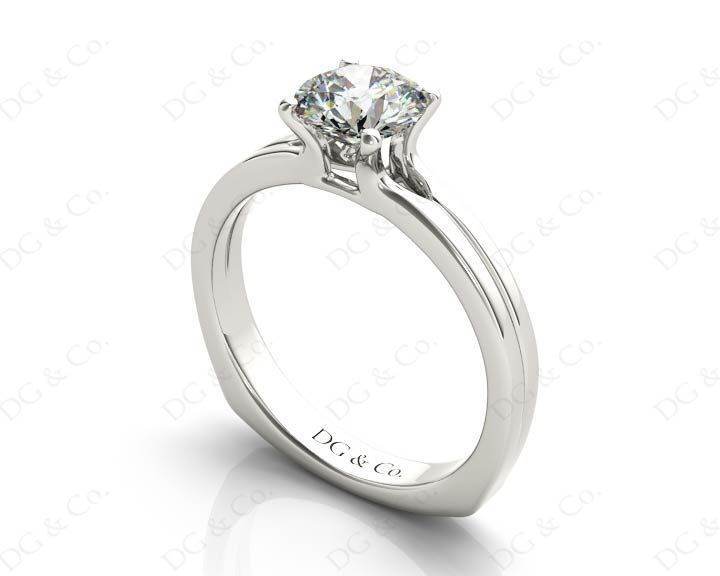 Solitaire Split Band Round Cut Four Claw Diamond Ring - Platinum - DG & Co. Jewellery