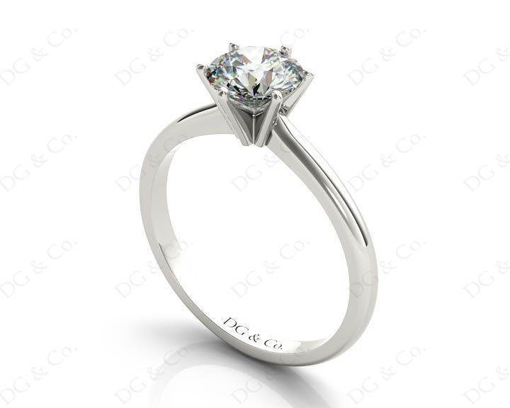 Solitaire Round Cut 6 Claw Diamond Engagement Ring With A Tapered Band In Platinum - DG & Co. Jewellery