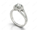 Split Band Round Cut Halo Diamond Engagement ring with claw set centre stone in Platinum - DG & Co. Jewellery