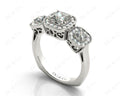 Princess Cut Trilogy Halo Diamond Engagement Ring - Platinum - DG & Co. Jewellery