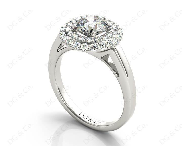 Round Cut Double Halo Diamond Engagement ring with claw set centre stone - Platinum - DG & Co. Jewellery