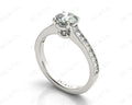 Round Cut Four Claw Set Milgrain Diamond Engagement Ring With Pave Side Stones - 18k White - DG & Co. Jewellery