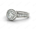 Triple Band Round Cut Diamond Halo Engagement Ring with Pave Set Side Stones and Halo in Platinum - DG & Co. Jewellery