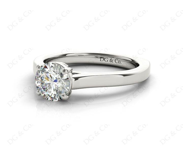 Round Cut Solitaire Diamond Engagement Ring with Four Prong set centre stone - Platinum - DG & Co. Jewellery