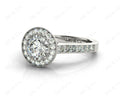 Halo Diamond Engagement Ring Setting Round Cut with Claw Set Centre Stone Channel Setting Side Stone - 18K White - DG & Co. Jewellery