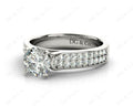 Round Cut Four Claws V Set Diamond Ring with Pave Set Side stones - Platinum - DG & Co. Jewellery