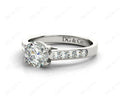 Round Cut 4 Claw Side Stone Engagement Ring with Channel Set Side Stones - 18K White - DG & Co. Jewellery